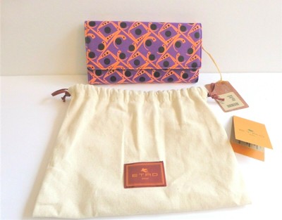 Etro Wallet NWT Colorful Abstract Print Leather Continental Trifold Retail $750
