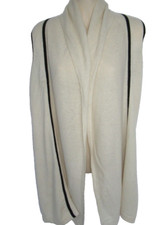 In Cashmere 100 Cashmere Cream Sleeveless Cardigan Open Vest Sweater Size S