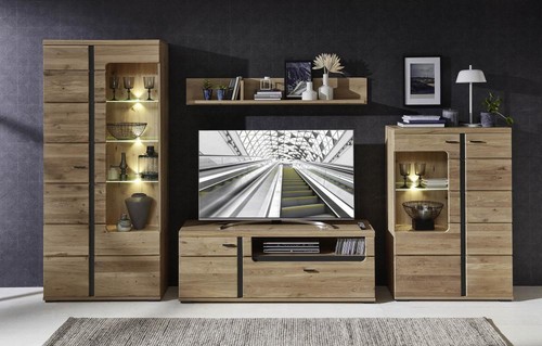 Wohnwand 4-tlg inkl. LED-Beleuchtung SONOS II von Innostyle Old Artisan Oak / - Bild 2 von 5