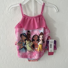 Disney Princesses 2-Piece Swimsuit Set NWT Girls Size 4T Moana Tiana Belle Jaz