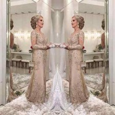Mother of the Bride Dresses Sheer Long Sleeves Formal Godmother Evening Wedding
