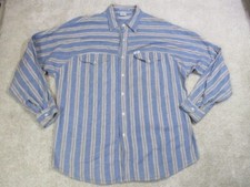 Vintage Guess Georges Marciano Button Up Shirt Mens 3 Striped Blue USA