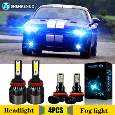 For Dodge Challenger 2015-2020 8000K Blue LED Headlights + Fog Lights Bulbs C9