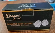 (2)DRAGON GLASSWARE Diamond Pair Whiskey Glasses Cocktail 10oz 300ML