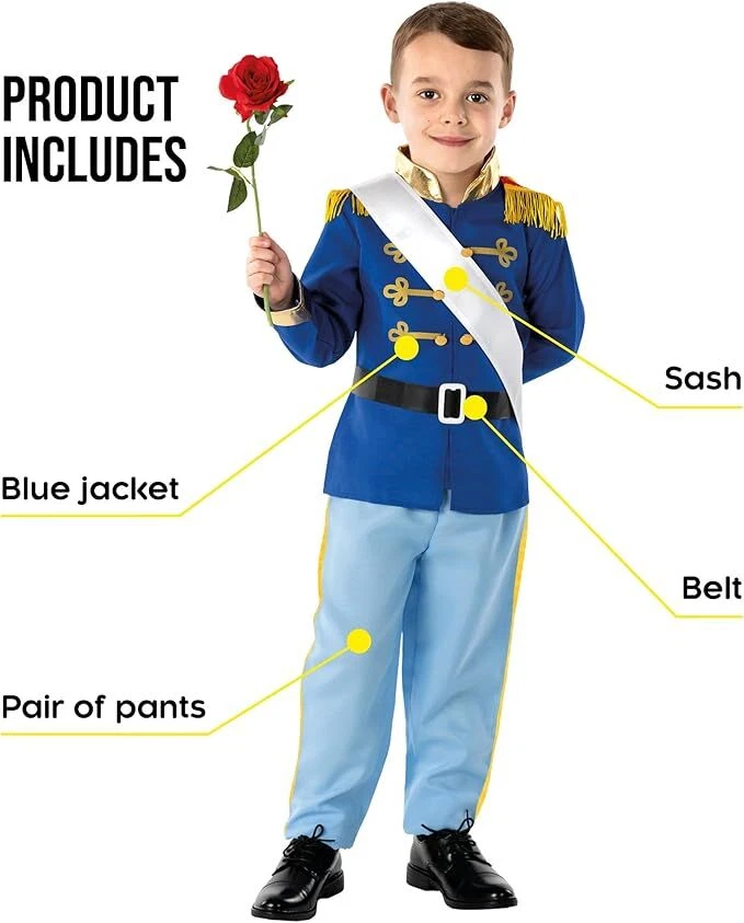 Disfraz de príncipe encantador para niños S - XL uniforme de cuento de hadas de Halloween Foto 3 de 4