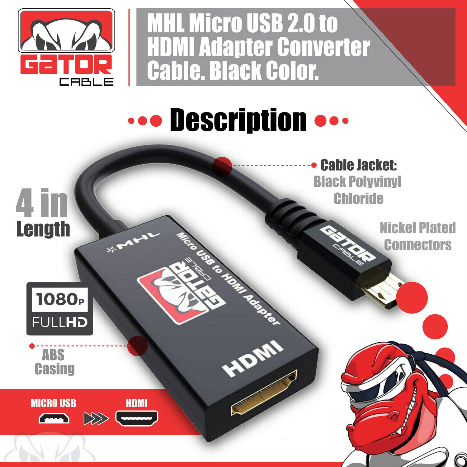 Fuld lobby Exert MHL Micro USB to HDMI Adapter Converter Cable for Android Phone Smartphone  HDTV | eBay