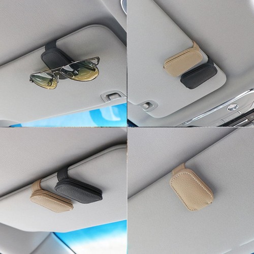 Car Leather Sunglasses Clip Sun Visor Mount Fastener Ticket Glasses Holder - Picture 11 of 22