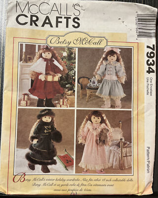 McCall's 7934 HISTORICAL CLOTHING FOR BETSY McCALL 18'' Dolls Winter Wardrobe