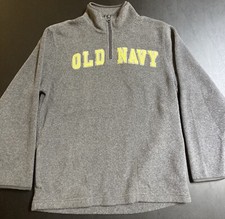 Old Navy Fleece Pullover Gray With Green Logo Boys Size Large