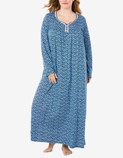 Only Necessities Plus Size Evening Blue Long Pintucked Nightgown Size L 18/20 