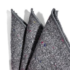 Gray Fleck Wool Pocket Square
