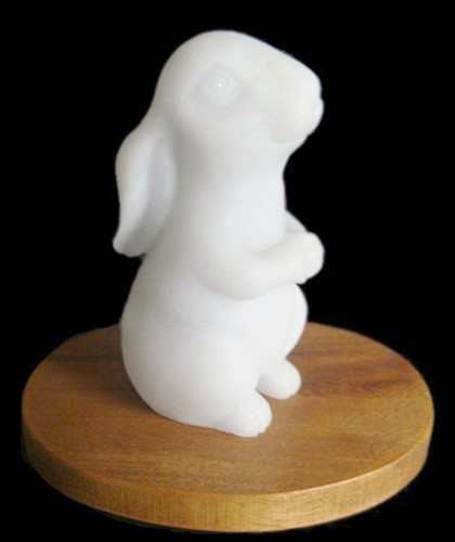 Hand-Carved BURMA WHITE GRADE "A" JADE Rabbit Sits Up Pretty Figurine Carving - Picture 2 of 5