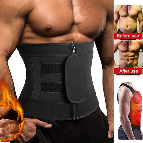 Men's Abdomen Fat Burner Body Shaper Waist Trainer Sauna Sweat Belts Weight Loss - Afbeelding 1 van 27