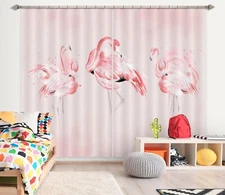 3D Watercolor Flamingo ZHUA1482 Photo Curtain Window Blockout Fabric Amy 2023