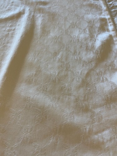 ANTIQUE COTTON EUROPEAN PILLOW SHAM 32 X 24 EMBOSSED BOWS WHITE - Picture 4 of 5