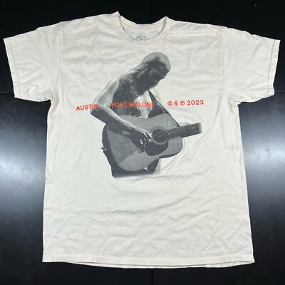 Official Post Malone Austin 2024 Cream T Shirt Tee Men s Sz M New