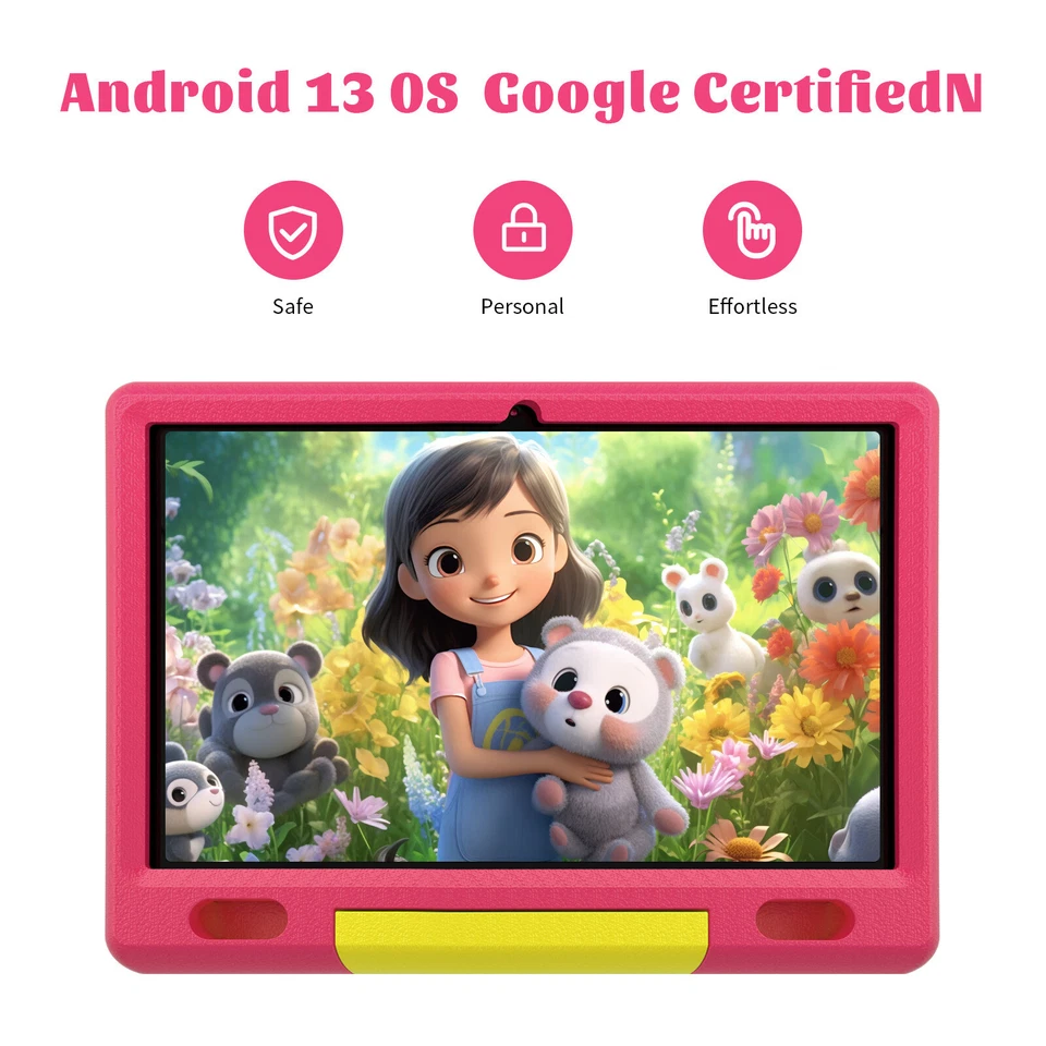 Kids Tablet 10 inch Android 13 Tablet for Kids 6GB 64GB Shockproof Pink WIFI 6 - Image 2 of 4