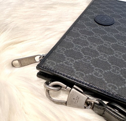 NEW Gucci GG Supreme Zip Pouch With Interlocking G Retail $970 - Picture 12 of 13