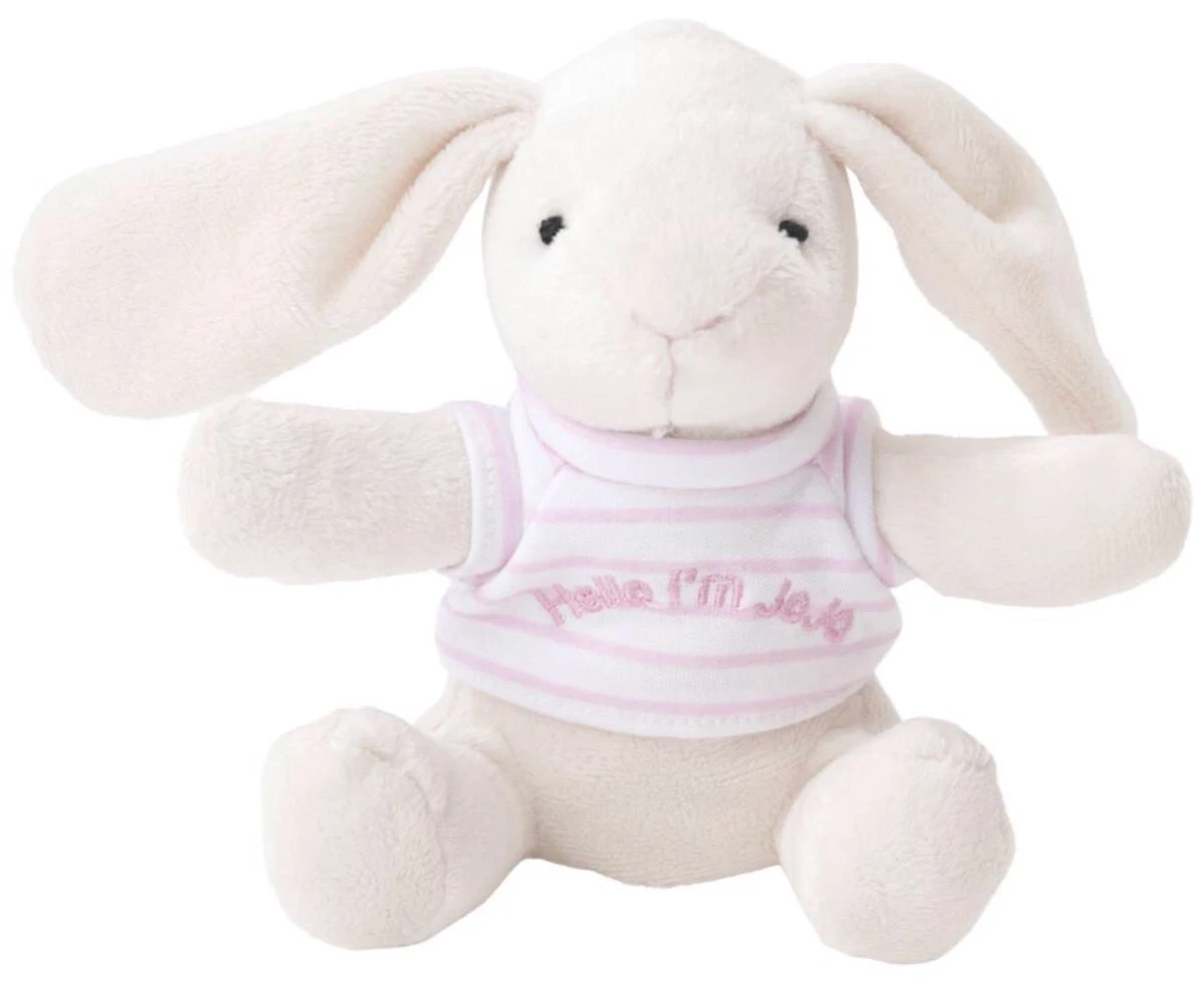 New Jojo Maman Bebe Pink Bunny Rabbit Lovey Plush Doll Toy Baby Infant White NWT