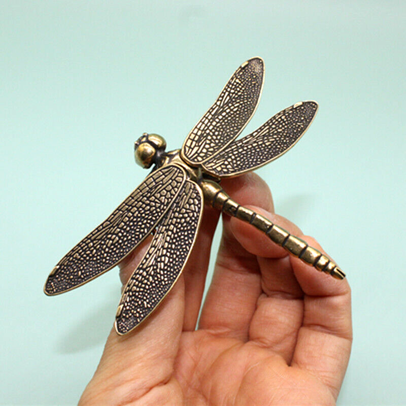Brass Dragonfly Figurine Statue Animal Figurines Toys Home Desktop Decoration A1