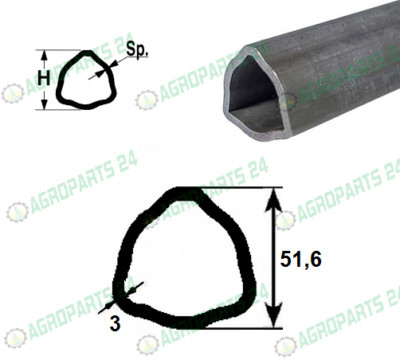 Zapfwellenprofil Dreieckprofil Profilrohr Gelenkwelle 26,5x3,5 mm