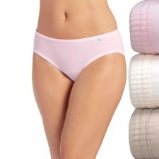 Women's 3-Pack Jockey Elance 100 Cotton Bikini Panties Pale Cosmetic Size 6