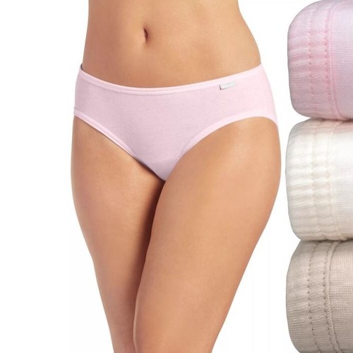 Women's 3-Pack Jockey Elance 100% Cotton Bikini Panties Pale Cosmetic Size 8