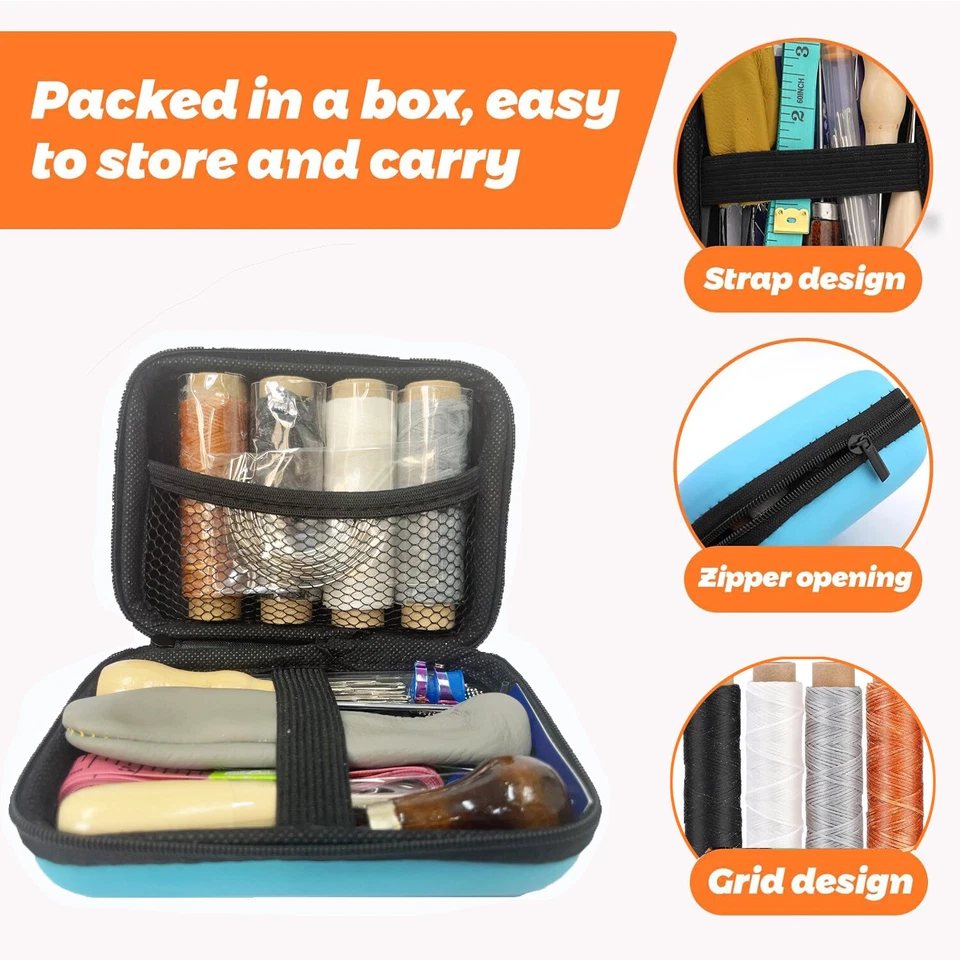 Kit de costura para reparo de estofados couro agulhas de costura à mão fio coruja ferramentas - Imagem 4 de 4