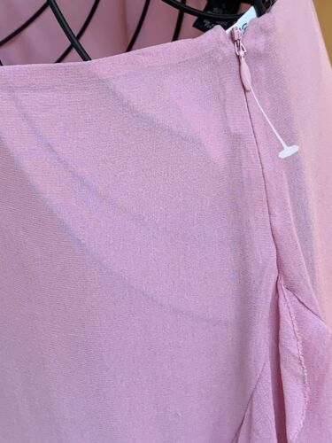 Nicole Miller Collection 100 % Seide asymmetrischer Rock gefüttert Rüsche rosa Größe 10 - Bild 7 von 21