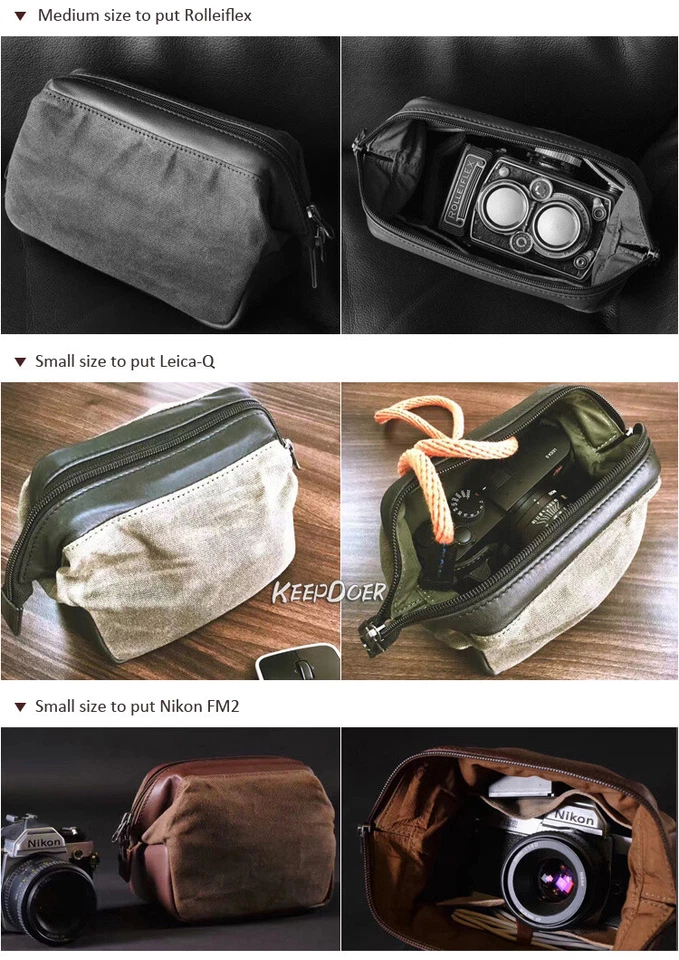 Leather Camera Bag Pouch Insert For Fuji Leica M Sony A7 Nikon Canon Panasonic - Image 2 of 4