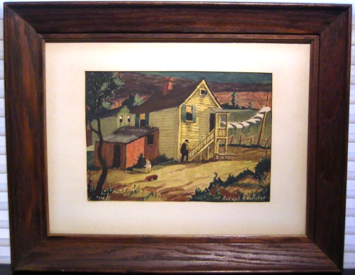 Listed New Jersey Artist Rudolph Voelcker Rural Landscape Signed Watercolor