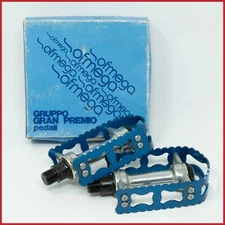 NOS OFMEGA GRAN PREMIO BMX PEDALS QUILL VINTAGE BICYCLE OLD SCHOOL BLUE 9/16