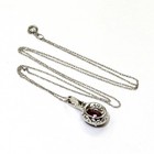 New 14k white gold .16ct diamond Natural Garnet Halo pendant necklace 2g 16" — photo 9