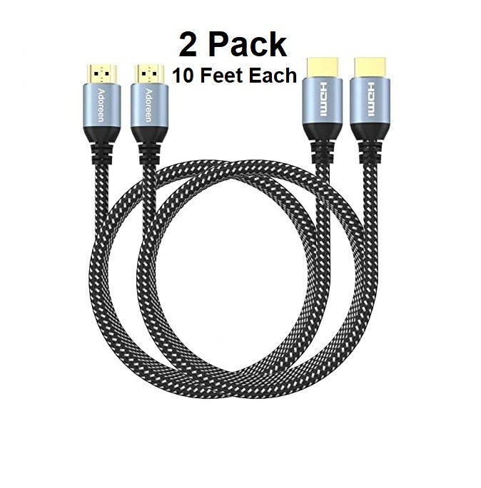 4K HDMI Cable 10ft 2-Pack High Speed 18Gbps Braided Cord HDMI 2.0-image