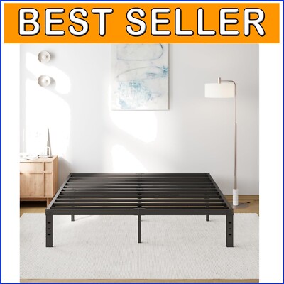 Durable King Size Metal Bed Frame - 1000 lbs Capacity with Under-Bed Storage