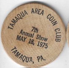 1975, Tamaqua Pennsylvania Area Code Club, 7th Show, BLACK 2" Wooden Dollar