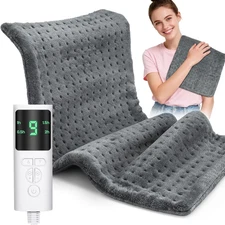 Portable Electric Heating Pad for Back Shoulder & Cramps Deluxe 12"x24" Gray