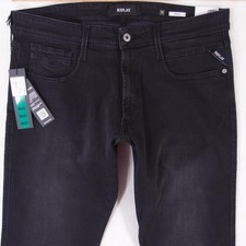 Image of NEW Mens Replay M914 ANBASS Stretch Slim Tapered Black Jeans W36 L32 BNWT