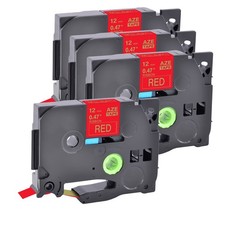 4PK Embellish Satin Ribbon Gold Print on Red for Brother P-Touch TZe TZ RW34