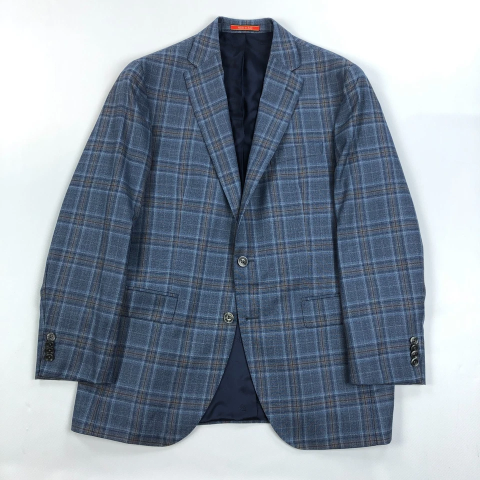 Cremieux 42R Blue Brown Plaid Wool Mens Blazer Sport Coat Jacket Andrew SPJ - Image 2 of 4