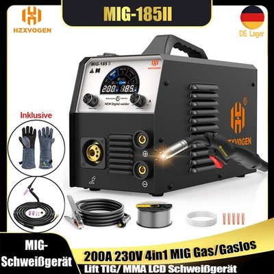 4IN1 200A MIG MAG Schweißinverter SYN Schweißgerät WIG ARC IGBT 240V&TIG-Brenner