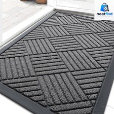 Door Mat Waterproof Heavy Duty 29.5x17 Grey Rubber Back Indoor Outdoor