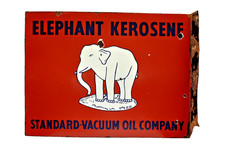 Vintage Elefant Kerosene Porzellan Emaille Flansch Schild Norm Vakuum &Ouml;l 25x18