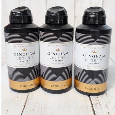 Bath & Body Works Body Spray Men 3.7oz Black Gingham Legend 3-Pack Lot