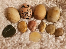 Set of Four Large Eggs Seven Reflexology Polished River Stones for Massage