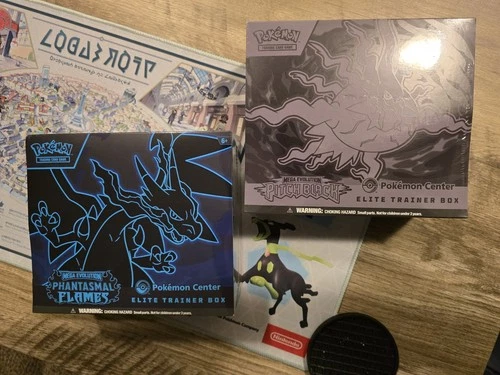 2x Pokemon Center ETB Phantasmal Flames & Pitch Black Elite Trainer Box Sealed!