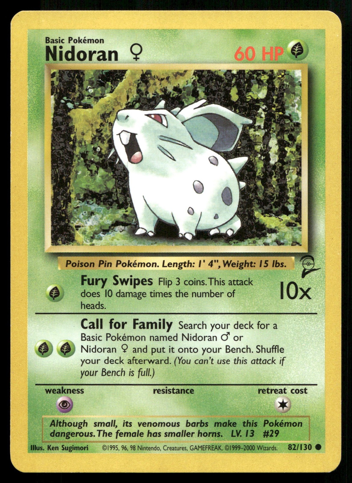 NIDORAN F 82/130 COMMON BASE SET 2 POKEMON