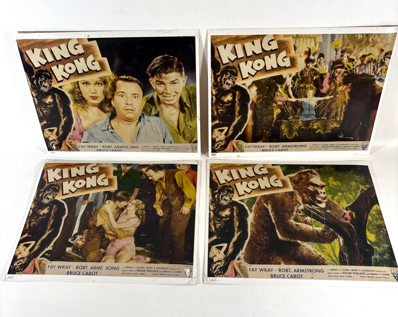 VTG FAY WRAY ARMSTRONG & CABOT In KING KONG Lot of 4 R-56 8x10 Lobby Card Prints