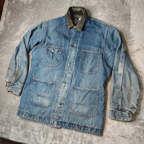 VETEMENTS Cappotto Vintage Sears Chore Uomo L (42 44) Coperta Foderata Work'N Tempo Libero Blu Denim