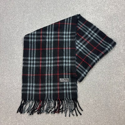 Burberry London Schal 60x11 cm schwarz Nova Check 100% Lammwolle Made England